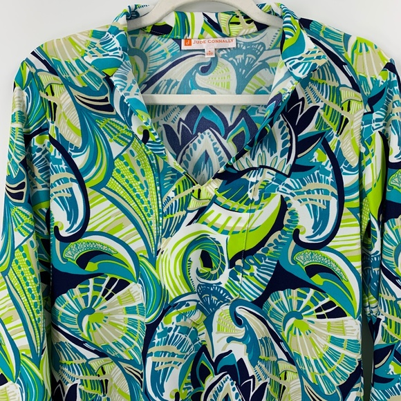 Jude Connally Chris Jude Cloth Tunic Top in Fanfare Turquoise Sz S - Picture 3 of 12